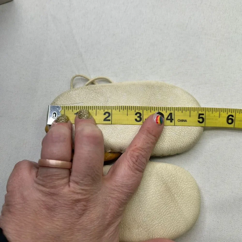 Vintage Infant Baby Brown Bootie Leather Moccasins Soft Sole Cozy Shoes